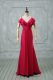 Amazing Brush Train Empire Dress for Prom Hot Pink Straps Chiffon Sleeveless Zipper