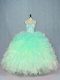 Excellent Sweetheart Sleeveless Lace Up 15th Birthday Dress Teal Organza