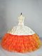 Elegant Orange Sleeveless Organza Lace Up Sweet 16 Quinceanera Dress for Sweet 16 and Quinceanera