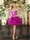 Beauteous Mini Length Ball Gowns Sleeveless Fuchsia Dress for Prom Lace Up