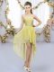 Fashionable Yellow Lace Up Sweetheart Beading Court Dresses for Sweet 16 Chiffon Sleeveless