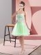 Sleeveless Mini Length Beading Zipper Dress for Prom with Apple Green