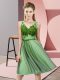 Custom Designed Apple Green Sleeveless Appliques Knee Length Damas Dress