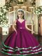 Trendy Purple Sleeveless Beading and Ruching Floor Length Pageant Dress