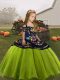 High End Ball Gowns Pageant Gowns For Girls Olive Green Straps Organza Sleeveless Floor Length Lace Up