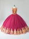 Dramatic Burgundy Tulle Lace Up Vestidos de Quinceanera Sleeveless Floor Length Appliques