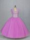 Admirable Lilac Sweetheart Lace Up Beading 15th Birthday Dress Sleeveless
