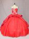 Stylish Sweetheart Sleeveless Court Train Lace Up Sweet 16 Quinceanera Dress Red Tulle