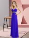 Blue Criss Cross Straps Beading Prom Evening Gown Chiffon Sleeveless
