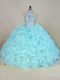Fashion Sleeveless Brush Train Beading and Ruffles Lace Up Quinceanera Dresses