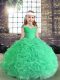 Apple Green Ball Gowns Straps Sleeveless Fabric With Rolling Flowers Floor Length Lace Up Beading Kids Formal Wear Apple Green Ball Gowns Straps Sleeveless Fabric With Rolling Flowers Floor Length Lace Up Beading Kids Formal Wear
