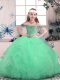 Apple Green Lace Up Little Girls Pageant Dress Beading and Ruffles Sleeveless Floor Length