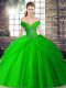Custom Made Lace Up 15 Quinceanera Dress Green for Military Ball and Sweet 16 and Quinceanera with Beading and Pick Ups Brush Train