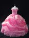 Floor Length Ball Gowns Sleeveless Rose Pink Vestidos de Quinceanera Lace Up