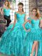 Excellent Organza Sleeveless 15 Quinceanera Dress Brush Train and Beading and Ruffles Excellent Organza Sleeveless 15 Quinceanera Dress Brush Train and Beading and Ruffles