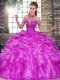Exquisite Purple Sleeveless Beading and Ruffles Floor Length 15th Birthday Dress