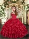 Sleeveless Lace Up Floor Length Ruffles Pageant Dress for Girls