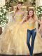 Modest Sweetheart Sleeveless Lace Up Vestidos de Quinceanera Champagne Organza