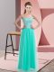 Stylish Empire Dress for Prom Turquoise Sweetheart Tulle Sleeveless Floor Length Lace Up