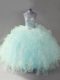 Adorable Floor Length Lace Up Quinceanera Gown Light Blue for Sweet 16 and Quinceanera with Beading and Ruffles