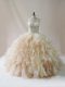 Free and Easy Floor Length Ball Gowns Sleeveless Champagne 15 Quinceanera Dress Lace Up