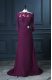 Purple Column/Sheath Chiffon Scalloped Sleeveless Beading and Lace Zipper Homecoming Dress Brush Train