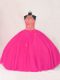 Eye-catching Hot Pink Sleeveless Tulle Lace Up Quinceanera Gown for Sweet 16 and Quinceanera
