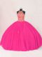 Eye-catching Hot Pink Sleeveless Tulle Lace Up Quinceanera Gown for Sweet 16 and Quinceanera