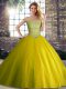 Sleeveless Brush Train Lace Up Beading Sweet 16 Dress