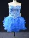 Sleeveless Beading and Ruffles Lace Up Prom Party Dress