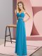 Eye-catching Blue Criss Cross Straps Beading Dress for Prom Chiffon Sleeveless