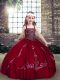 Top Selling Wine Red Lace Up Pageant Gowns Beading Sleeveless Floor Length