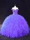 Sophisticated Floor Length Purple 15th Birthday Dress Tulle Sleeveless Beading Sophisticated Floor Length Purple 15th Birthday Dress Tulle Sleeveless Beading