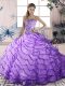 Custom Designed Organza Sleeveless Floor Length Quinceanera Dresses and Beading and Ruffled Layers