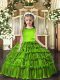 Sleeveless Floor Length Child Pageant Dress and Ruffled Layers