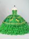 Vintage Ball Gowns Sleeveless Green Quince Ball Gowns Brush Train Lace Up