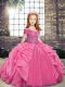 Trendy Straps Sleeveless Organza Girls Pageant Dresses Beading and Ruffles Lace Up