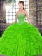Affordable Beading and Ruffles Sweet 16 Dresses Lace Up Sleeveless Floor Length
