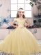 Champagne Lace Up Off The Shoulder Lace and Belt Little Girls Pageant Dress Wholesale Tulle Sleeveless