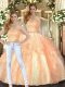 Modern Two Pieces Quince Ball Gowns Orange Sweetheart Organza Sleeveless Floor Length Lace Up