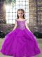 Beauteous Sleeveless Tulle Floor Length Lace Up Little Girls Pageant Dress Wholesale in Purple with Beading and Ruffles