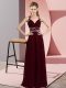 Glamorous Burgundy Empire Chiffon Straps Sleeveless Beading Floor Length Backless Prom Party Dress