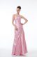 Trendy Baby Pink One Shoulder Neckline Beading and Ruching Evening Dress Sleeveless Lace Up