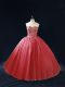 Beading Quinceanera Gowns Red Lace Up Sleeveless  Beading Quinceanera Gowns Red Lace Up Sleeveless