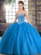 Pretty Baby Blue Quinceanera Dress Sweetheart Sleeveless Brush Train Lace Up