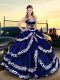 Ball Gowns Quince Ball Gowns Royal Blue Sweetheart Satin Sleeveless Floor Length Lace Up