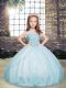 Light Blue Straps Lace Up Beading Girls Pageant Dresses Sleeveless