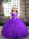 Tulle Sleeveless Floor Length Little Girls Pageant Gowns and Beading and Ruffles