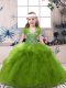 Olive Green Lace Up Little Girls Pageant Dress Wholesale Beading Sleeveless Floor Length