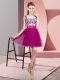 Captivating Mini Length Fuchsia Quinceanera Dama Dress Bateau Sleeveless Zipper